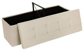 Banco baú 110 x 38 x 38 cm, 120 L, cor bege, suporta ~300 kg