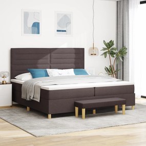 vidaXL Cama Box Spring com Colchão e Banco Castanho Escuro 200x200 cm Tecido