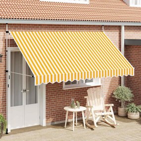 Toldo retrátil manual 350 cm riscas laranjas e brancas
