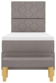 Cama Box Spring com Colchão &amp; Banco Taupe 80x200 cm Tecido
