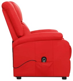 Poltrona elevatória couro artificial vermelho
