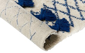 Tapete de algodão creme e azul 140 x 200 cm ERZINCAN Beliani