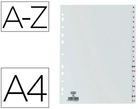 Separador Alfabetico Elba Plástico 120 Mc Folio 16 Furos A-z Cinza