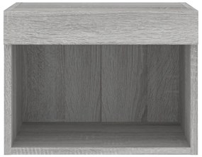 Mesa de cabeceira de parede com luzes LED cinzento sonoma