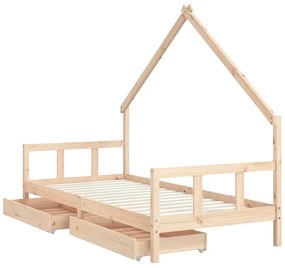 Estrutura de cama infantil c/ gavetas 90x190 cm pinho maciço