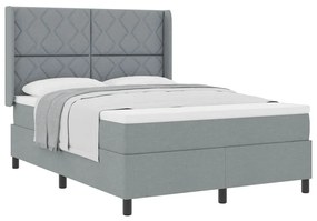 Cama Box com Colchão Cinza Claro 140x200 cm em Tecido.