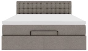 Cama otomana com colchão 140x200 cm tecido cinza