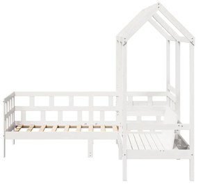 Conj. de sofá-cama com telhado 90x190 cm pinho maciço branco