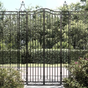 Portão de jardim 121x8x200 cm ferro forjado preto