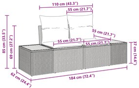 Conjunto de Sofá de 6 Peças com Almofadas Cinza Ratan Poliéster