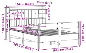 Cama com estante sem colchão 160x200 cm pinho maciço