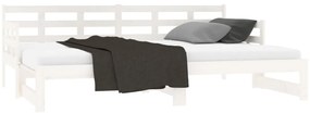 Estrutura sofá-cama de puxar pinho maciço branco 2x(90x190) cm