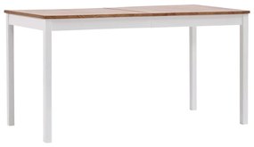 Mesa de jantar 140x70x73 cm madeira de pinho branco e castanho