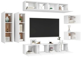 8 pcs conjunto de móveis de TV contraplacado branco