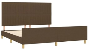 Estrutura de cama 160x200 cm tecido castanho-escuro