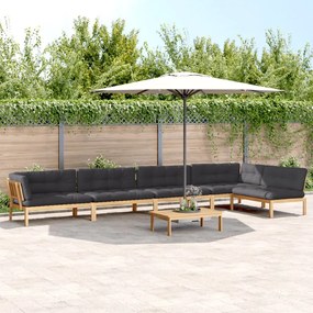vidaXL 6 pcs conj. sofás paletes p/ jardim c/ almofadões acácia maciça