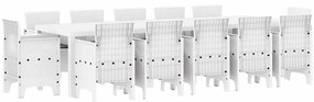 Conjunto de Jantar para Jardim 13 pcs Branco Grande Polyrattan