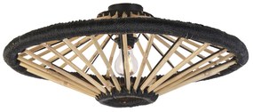 Candeeiro de teto oriental em bambu com preto 60 cm - Evalin Oriental