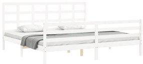 Estrutura de cama com cabeceira 200x200cm madeira maciça branco