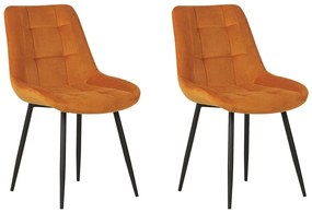 Conjunto de 2 cadeiras de jantar em veludo laranja MELROSE Beliani