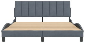 Estrutura de cama sem colchão 160x200 cm veludo cinzento-escuro