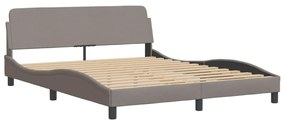 Cama sem colchão 160x200 cm tecido castanho-acinzentado