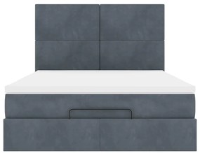 Estrutura cama otomana com colchões 140x190cm cinzento escuro