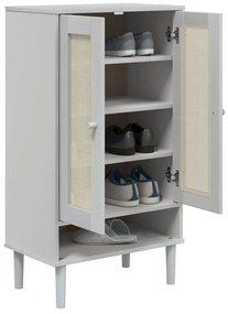 Sapateira SENJA aspeto vime 59,5x35x107cm madeira maciça branco