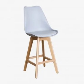 Banco Alto Nórdico Com Almofada De Couro Sintético Cinza Delfín & ↑65 Cm - Sklum