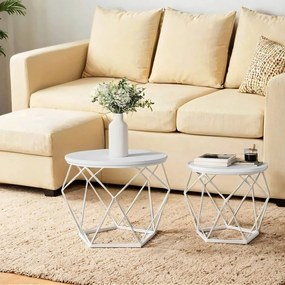 Conjunto de 2 mesas de centro com tampo de mesa amovível branco