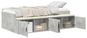Estrutura de Cama de Armazenamento Cinza Concreto 75x190 cm