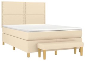 Cama com molas/colchão 140x190 cm tecido cor creme