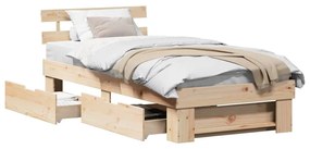 Estrutura da Cama Castanho 90 x 190 cm Madeira de Pinheiro