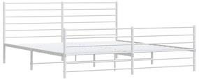 Estrutura de cama com cabeceira e pés 183x213 cm metal branco