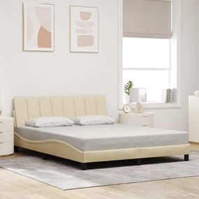 vidaXL Estrutura de cama sem colchão 160x200 cm tecido cor creme