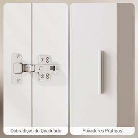 Roupeiro Moderno para Quarto com Barra de Pendurar Gaveta e Prateleira Superior 40x52x170 cm Branco