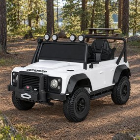 Jipe elétrico para Crianças 24V Land Rover Defender 110 SVX Concept Rodas Espuma EVA, Assento couro ecológico Branco