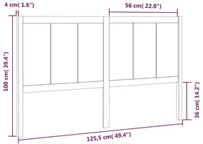 Cabeceira de cama 125,5x4x100 cm pinho maciço preto