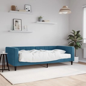 Sofá-cama com colchão 90x200 cm veludo azul