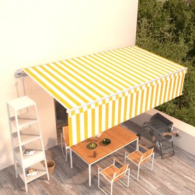 vidaXL Toldo retrátil automático com estore 6x3 m amarelo e branco