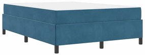 Estrutura da Cama Azul Escuro e Branco 160 x 200 cm Veludo