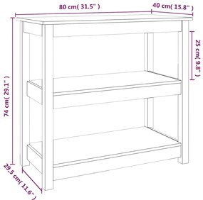 Mesa consola 80x40x74 cm madeira de pinho maciço