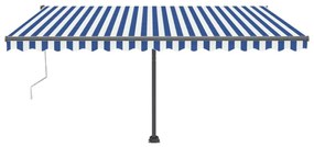 Toldo autom. LED e sensor de vento 400x300 cm azul e branco