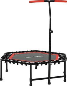Trampolim de fitness de 114 cm, cordas elásticas, pega ajustável em 3 posições, trampolim de exercício silencioso, vermelho
