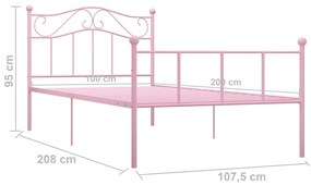 Estrutura de cama 100x200 cm metal rosa