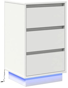 Criado-Mudo com LED Branco 39x34.5x65 cm Madeira Engenheirada