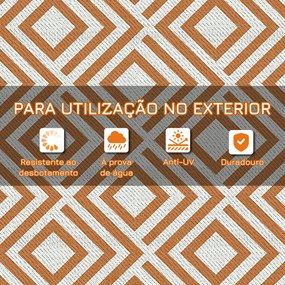 Outsunny Tapete de Exterior 182x274cm Tapete Reversível de Plástico Impermeável para para Varanda Pátio Campismo Praia Marrom e Branco