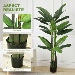 Planta Artificial Bananeira, 70 x 60 x 180 cm, 18 Folhas Realistas, Verde