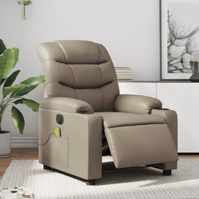 3206598 vidaXL Poltrona massagens reclinável elétrica couro artif. cappuccino