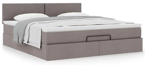 moldura de cama otomana vidaXL com tecido Taupe 180x200cm